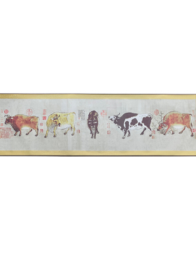 清明上河图图卷轴国画千里江山装饰画居图山水画五牛图挂画横版