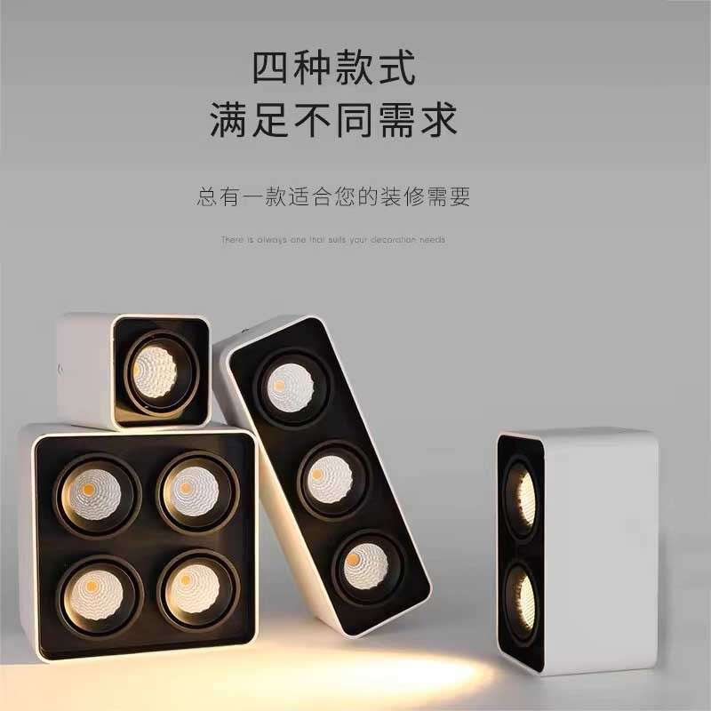 Surface-mounted square spotlight double-headed bold light led spotlight double-head downlight aisle no main light lighting round corner light