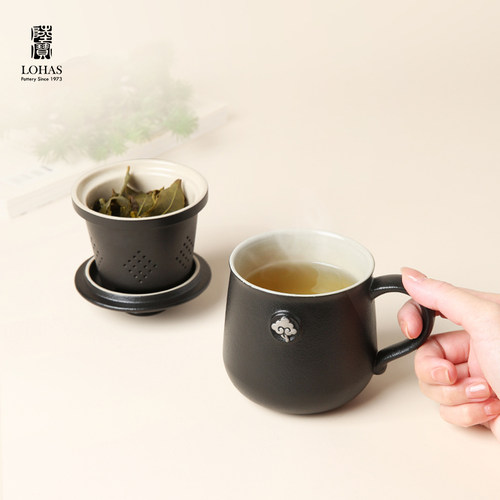 台湾陆宝茶具茶水分离杯高级杯子个人办公室泡茶杯云中锦书盖杯 - 图0