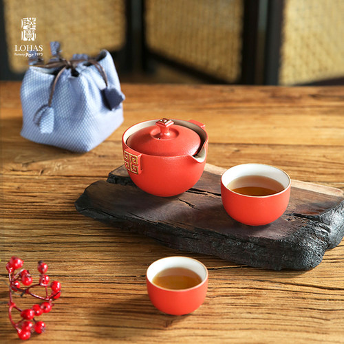 【台湾陆宝】茶具家用中式泡茶一壶两杯快客杯便携式旅行茶具洄澜 - 图2