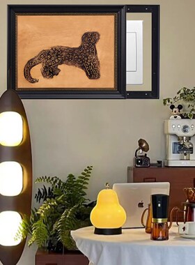 中古风电表箱装饰画复古轻法式中国风遮挡配电箱画黑色推拉液压画