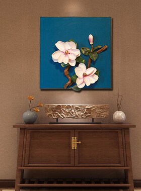 新中式玄关客厅墙面挂件壁花装饰品创意墙体修饰品背景墙花鸟挂饰