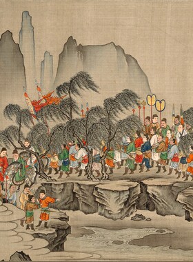 日 狩野山雪 长恨歌图 长卷 国画复古字画卷轴 工笔人物 艺术微喷
