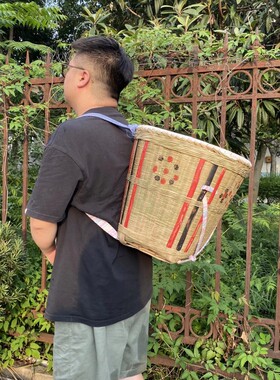 纯手工编织竹编背篼大人竹蔑背篓背框收纳筐舞蹈道具小背篼夹背儿