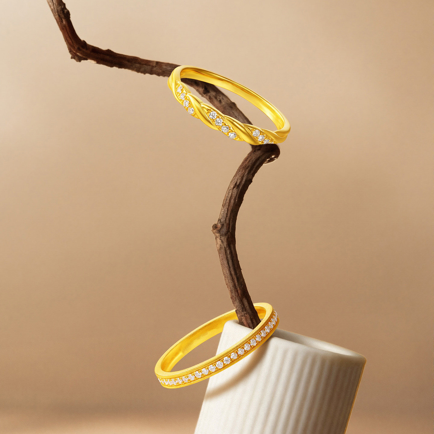 Chao Acer star stacked gold and diamond ring