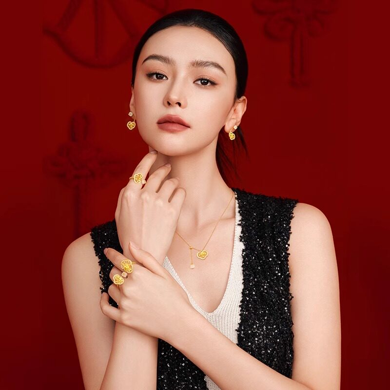 Chao Acer Intangible Cultural Heritage Filigree Ruyi Gold Diamond Ring