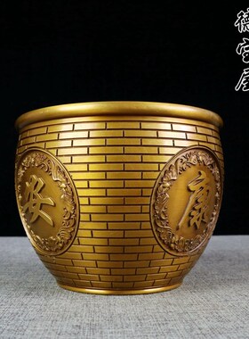 铜缸摆件铜缸聚宝盆摆放 桌面烟灰缸办公室工艺品铜水缸大号小号