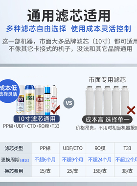 净健家用厨房RO膜反渗透净水器纯水机直饮过滤器不用电可接管线机