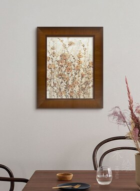 法式花卉中古风餐厅壁画客厅沙发背景墙装饰画实木边框美式床头画