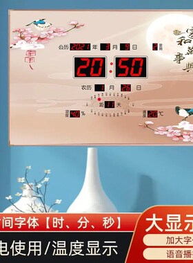 2025新款数码万年历自动对时超薄挂钟客厅电子钟表日历钟风景装饰