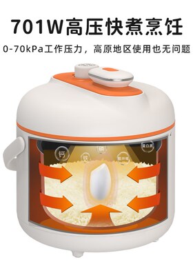锅宝宝特小型1.8L多功能1-2人迷你电子压力锅家用配不锈钢低糖蒸