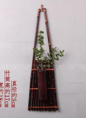 功夫茶道迷你竹编花器花瓶日式创意禅意复古桌面茶艺插花竹排摆件