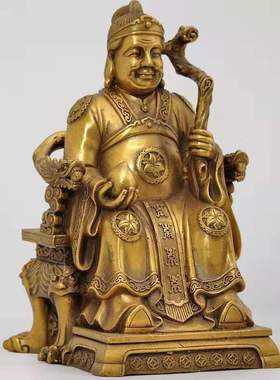 纯铜土地公神像供奉小庙家用福德正神地主公公镇宅土地婆摆件