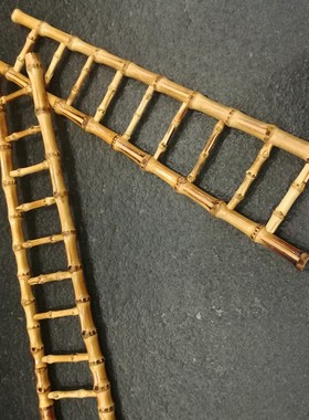 迷你小梯子装饰竹鞭三文鱼节节高升竹篱笆杯架刺身船小摆件创意