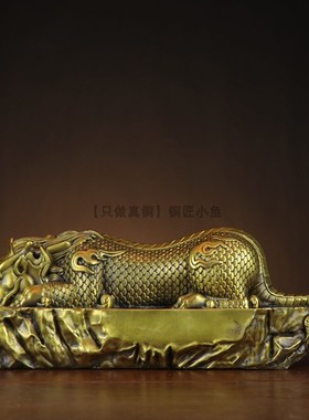 纯铜避水兽全黄铜镇吸水兽吐水兽蚣蝮摆件瑞兽玄关酒柜办公桌摆设