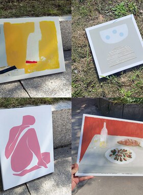 波兰艺术无框画北欧创意帆布画小清新艺术绷布画餐厅民宿装饰挂画
