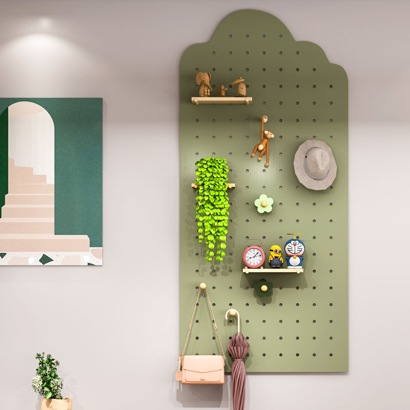 Hole board custom solid wood entrance wall display wooden bookshelf decorative wall storage hanging board wall shelf