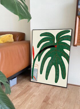 高级感文艺小众设计绿植装饰画北欧小清新卧室床头餐边柜墙面挂画