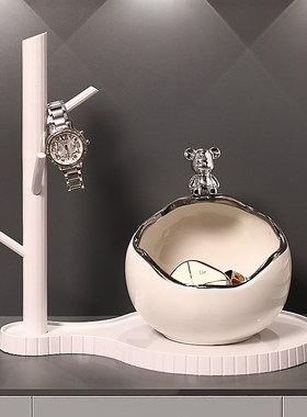 网红爱心熊玄关钥匙收纳摆件入户进门鞋柜家居装饰品轻奢乔迁新居