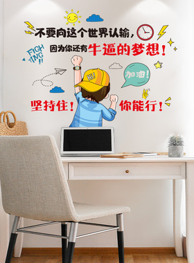 儿童房激励小学生学习励志海报贴纸自粘桌面书桌背景墙面装饰墙贴