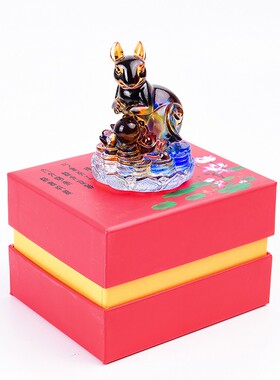 高档琉璃招财鼠摆件 元宝十二生肖家居装饰品水晶摆件新年礼品