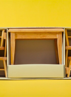 迷你家居摆件 家具模型袖珍玩具 桌面装饰 木质方形餐桌椅5件套