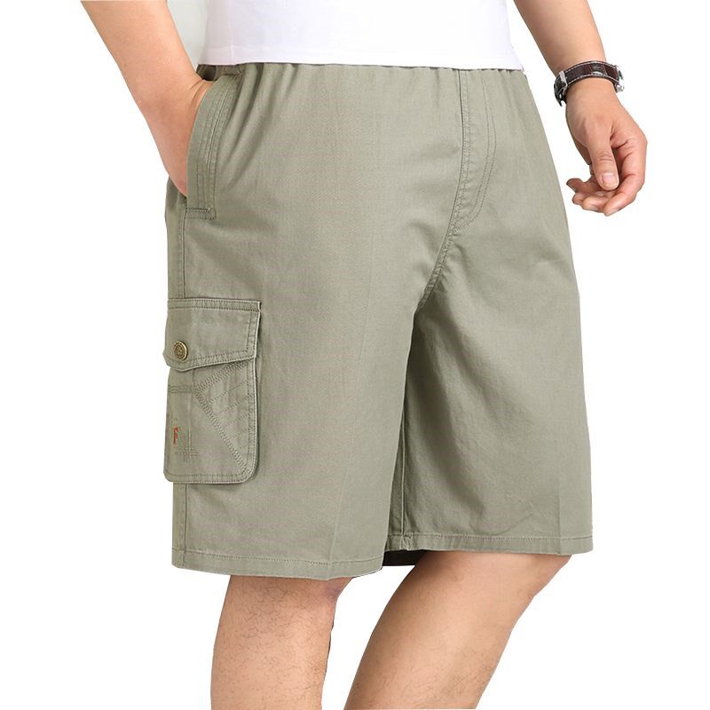 Summer middle-aged men's dad shorts pure cotton loose pants middle-aged and elderly men's summer casual pants