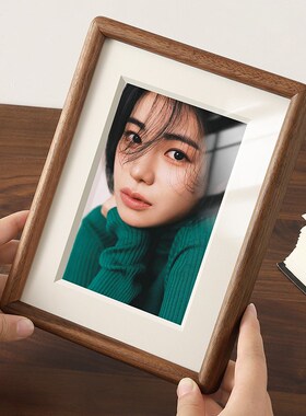 相框摆台高级感黑胡桃实木空框定制洗照片加打印做成diy六7寸摆件
