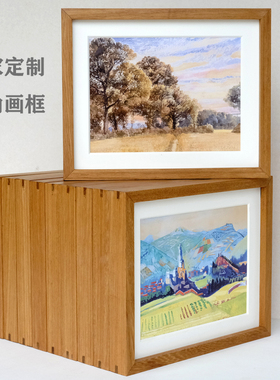 北欧风柚木相框 简洁又好看 纹理自然 黄褐原色 榫铆 A4A3百搭