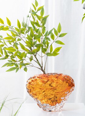 高货轻奢琥珀色琉璃水培花瓶摆件客厅玄关电视柜家居装饰品摆设