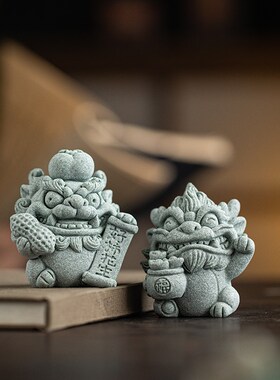 可爱治愈系小神兽招财茶宠摆件一对聚宝盆家居桌面开业乔迁送礼品