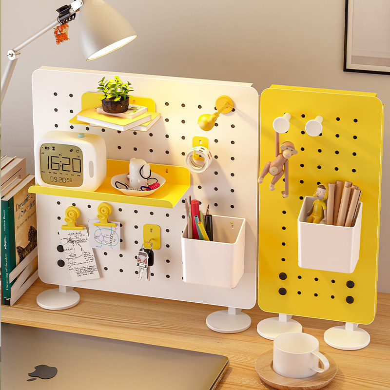 Desktop hole board storage rack without punching vertical workstation desk partition storage rack artifact metal accessories hook