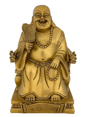 善缘堂赤脚大仙铜像海蟾子像黄铜站像坐像家居客厅工艺品桌面摆件