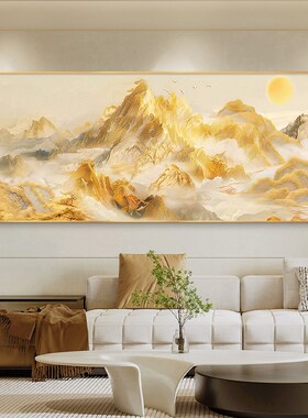 日照金山客厅装饰画轻奢高级感沙发背景挂画办公室墙壁画手绘油画