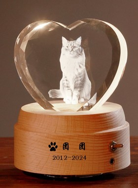 宠物纪念品定制创意礼物狗狗猫咪照片diy水晶灯相册3D内雕送朋友