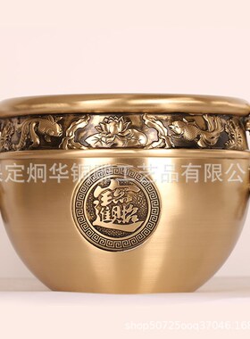 黄铜百福招财进宝招财缸福鱼进宝办公室家用摆件聚宝盆工艺品