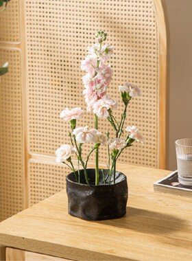 日式粗陶陶瓷花瓶艺术设计插花器滤水碗家居装饰花盆花器简约摆件