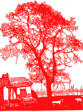 风景大树黑色刻纸纯手工艺术剪纸作成品中国风客厅装饰画佳居画饰