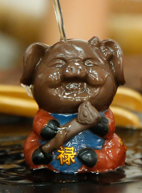 久造陶瓷五福猪摆件创意可爱生肖茶宠桌面装饰品家居客厅招财摆设