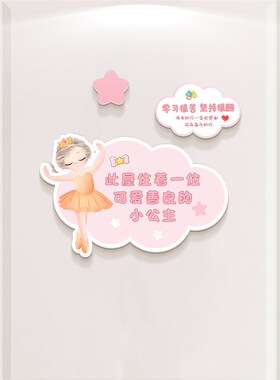 可爱小公主房间装饰布置 儿童房创意女孩卧室门门贴 墙面遮丑墙贴