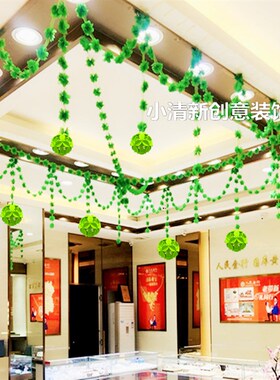 情人节商场吊顶珠宝店铺氛围装饰开业布置创意空中吊饰彩花条挂饰