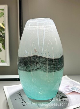 现代中古风手工琉璃花瓶博古架高级装饰样板间创意摆件餐桌插花器