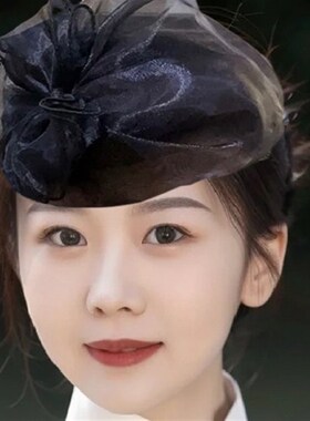 新款春夏时尚透气双层纱遮白发半帽洋G气宽边发箍百搭头箍女士头