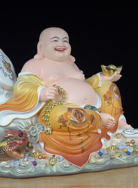 大肚笑佛招财客厅供奉家用店铺开业礼品仿陶瓷工艺品弥勒佛摆件