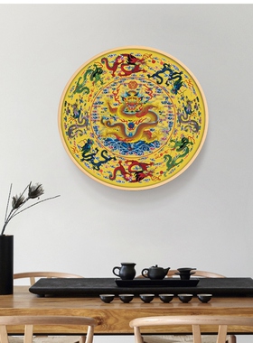 网红九画像遮挡图挂画新中式装饰画电表玄关青龙箱入户圆形招财生