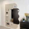 Porch hole board with mirror, full-length mirror, custom wall panel, hanging clothes, solid wood storage rack, hidden shielding