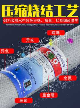 直供 20寸CTO压缩活性炭 前置过滤器售水机碳棒净水器滤芯