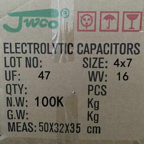 JWCO 47uf/16v 4*7 兴佳维诚 插件铝电解电容 - 图2