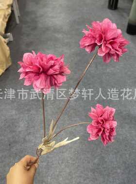 婚庆玫红色系仿真3头香奈花 栀子花家居装饰 婚礼堂路引插花布置