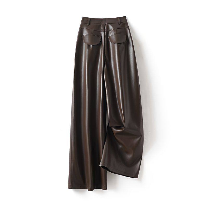 海宁真皮皮裤女2025秋冬新款高腰显瘦绵羊皮直筒阔腿裤大码长裤子,淘宝优惠券,粉丝福利购,淘宝优惠卷